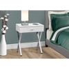 Monarch Specialties Accent Table Side End Nightstand Lamp Storage Drawer Living Room Bedroom Metal Laminate Glossy White Chrome Contemporary Modern - 3 of 4