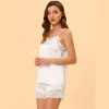 Allegra K Women's Satin Solid Lace Trim Cami Tops with Shorts Lounge Sleepwear Pajama Set - 3 of 4