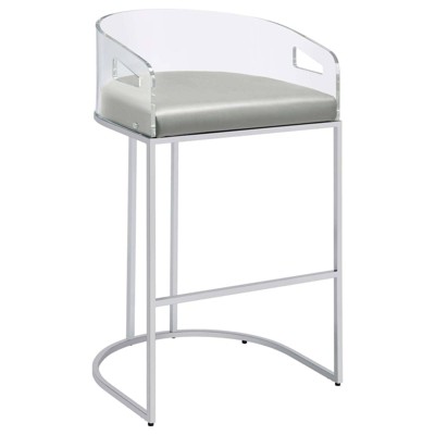 Gray Acrylic and Chrome Bar Stools with Leatherette Cushions