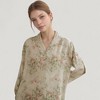 Anna-Kaci Lounge Women's Woven Floral Long Sleeve Button Down Pajama Set with Wide Leg Pants and Relaxed Fit - 3 of 4