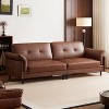 ATJafurn 90.6-inch Mid Century Modern 4 Seater Sectional Leather Sofa,Deep Seat solid wood Couch with Pillow Top Arms for Living Room Home Office - 2 of 4