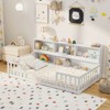 Safstar Twin Size Montessori Floor Bed w/ Bookcase Storage Shelves & Safety Fence Rails - 3 of 4
