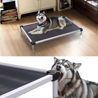 Large Elevated Cooling Dog Bed, Raised Dog Cot Beds For Large Dogs Elevated Outdoor Pet Bed Chew Proof Portable Cooling Pet Cot Skid Resistant Feet Breath