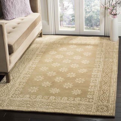Beige and White Hand-Tufted Wool 8' x 10' Area Rug