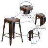 Emma and Oliver Commercial Grade 4 Pack 24" High Backless Distressed Metal Indoor-Outdoor Counter Height Stool - 3 of 4