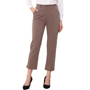 INSPIRE CHIC Women's High Waist Elastic Back Two Slant Pockets Office Work Ankle Pants - 1 of 4