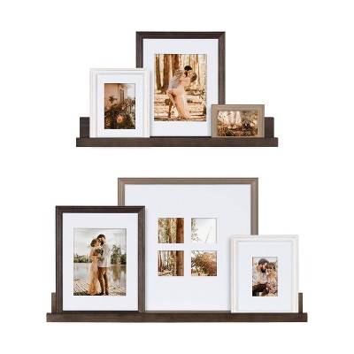 Kate & Laurel All Things Decor 8pc Bordeaux Frame Box Set White/Black/Natural Wood: Wall Gallery Kit, Modern Style, Multi-Size Photo Display