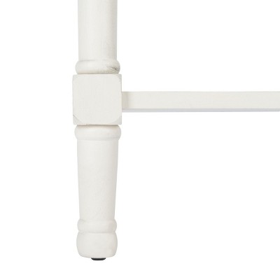 Tate Distressed White Wood Accent Table with Carved Details