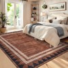 Washable Geometric Bordered Living Room Rugs, Contemporary Non Slip Low Pile Bedroom Carpet, Stain Resistant Dining Room Rugs - 4 of 4