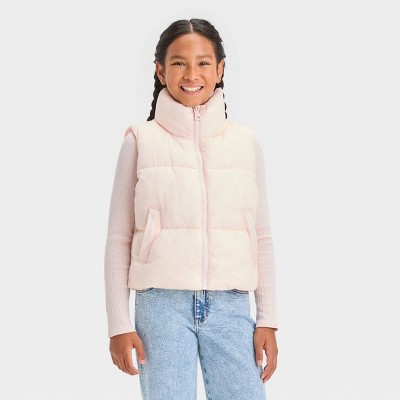 Girls' Boxy Puffer Vest - Art Class™ Pink L : Target