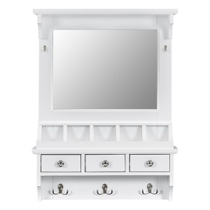 Chery Life White Coat Racks with 3 Hooks, Wall-Mounted Storage Vanity with Drawers & Hooks, Space-Saving - 1 of 4