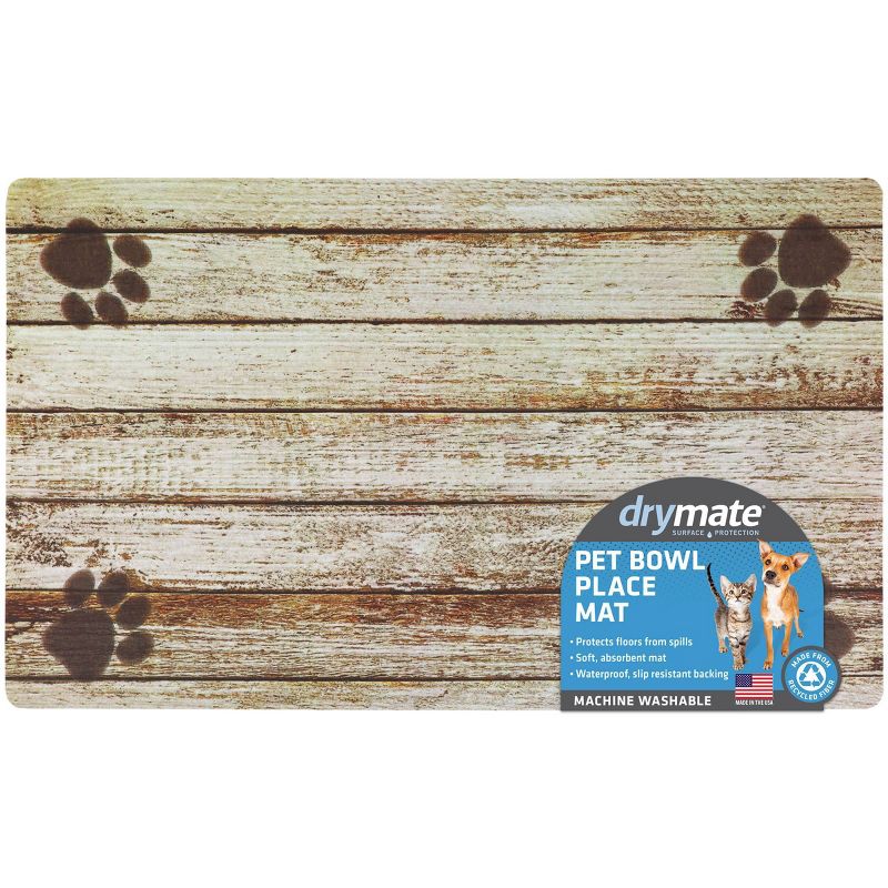 Drymate 12&#34;x 20&#34; Feeding Placemat for Cats and Dogs - Wood Tan, 1 of 8
