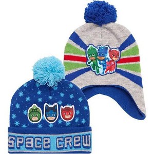 PJ Masks Toddler Boys Winter Hat - 2 Pack Superhero Pom Pom Beanie - 1 of 4