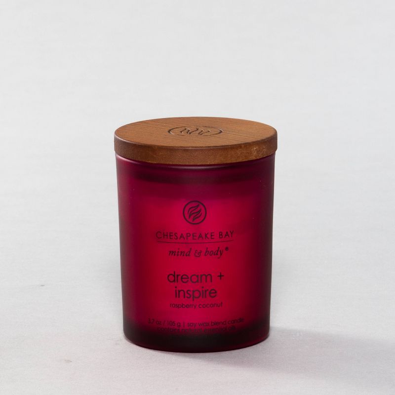 Frosted Glass Dream + Inspire Lidded Jar Candle Burgundy - Mind & Body by Chesapeake Bay Candle, 1 of 11