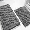 Home Mart Goods 2 Piece Set Grey Soft Cozy Plush Chenille Bath Mat Bathroom Rug - 2 of 4