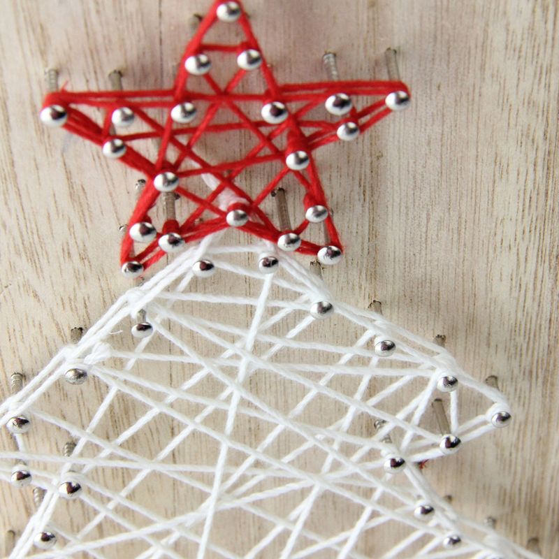 Northlight 11” White and Red String Christmas Tree Wall Decor, 2 of 4