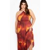Women's Plus Size Tahiti Tie Dye Maxi Dress - tangerine | CITY CHIC - 3 of 4