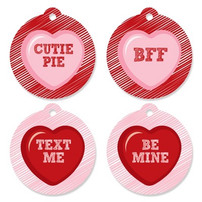 Big Dot of Happiness Conversation Hearts - Valentine's Day Party Favor Gift Tags (Set of 20)