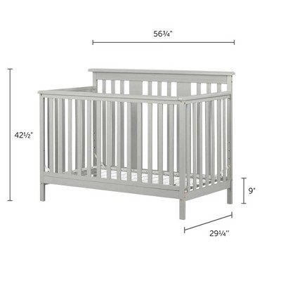 Soft Gray 2-in-1 Convertible Baby Crib with Toddler Rail