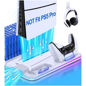 Beboncool PS5 Cooling Fan Stand with Charger Station for Playstation 5 Silm/PS5 Digital/Disc Console, White - 1 of 4