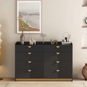 8 Drawer Double Dresser with LED, Modern Dressers Chest of Drawers with Fluted Panel, Storage Dresser Organizer, Dresser for Bedroom, Living Room - 1 of 4