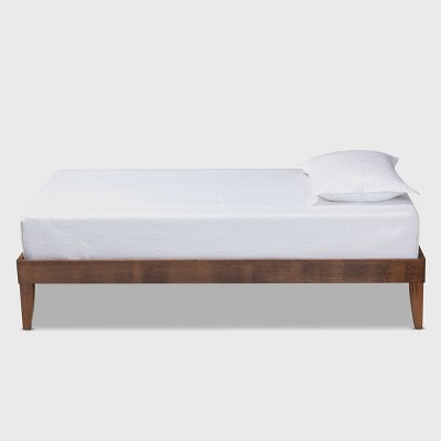 Twin Walnut Wood Platform Bed Frame with Graduated Legs