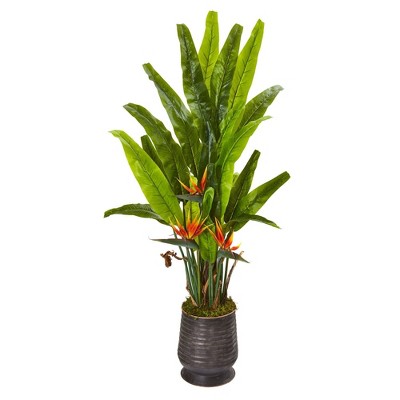 Nearly Natural 62-in Bird of Paradise Artificial Plant in Decorative Planter