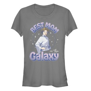 Juniors Womens Star Wars Mother's Day Best Mom in Galaxy T-Shirt - 1 of 3