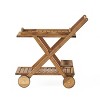 GDFStudio Kenilworth Outdoor Rustic Acacia Wood Bar Cart with Removable Tray and Wheels, Natural Brown - 4 of 4