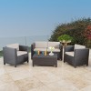 Outdoor 4 Pieces Garden Furniture Set,Rattan Metal Sectional Sofas with Cushions,Wiker Patio Conversation Sets with Coffee Table-Coolbibila - 3 of 4