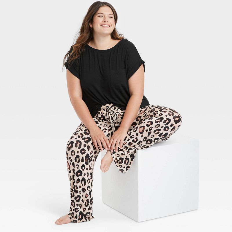 Women's Animal Print Beautifully Soft Pajama Pants - Stars Above™ Light Beige, 3 of 4