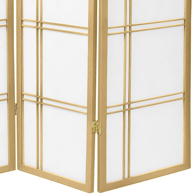 6 ft. Tall Double Cross Shoji Screen - Special Edition - Gold (5 Panels), 4 of 6