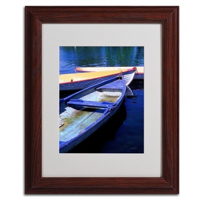 Bois de Boulogne Boats Framed Canvas Print with Dark Wood Frame