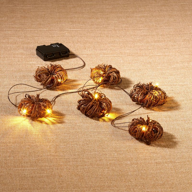 The Lakeside Collection Hanging Pumpkin LED String Lights with Powered On/Off Timer Unit, 4 of 5