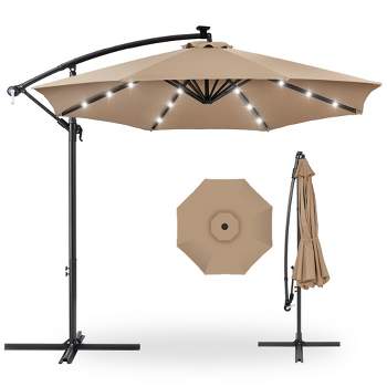 Best Choice Products 10ft Solar LED Offset Hanging Outdoor Market Patio Umbrella w/ Adjustable Tilt