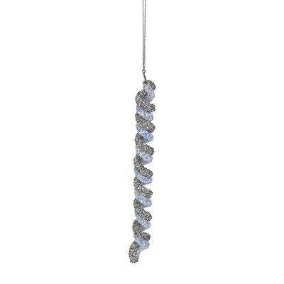 Northlight 7" Gray and Blue Glitter Spiral Twist Icicle Christmas Ornament