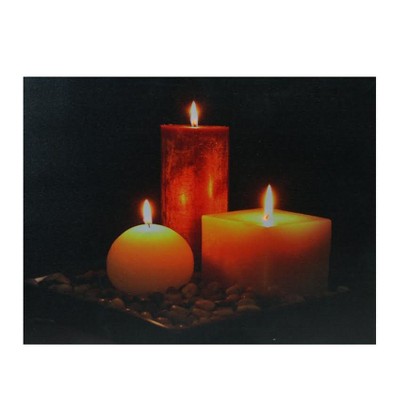 Northlight LED Lighted Tranquil Zen Triple Candles Canvas Wall Art 12" x 15.75"