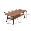 47.25" Solid Oak Wood Coffee Table with Storage Shelf, Walnut Rectangular Center Table for Living Room or Home Office -3irtyhousy - 4 of 4