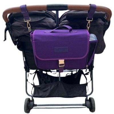 Deluxe Stroller Caddy Organizer – Insulated, Machine-Washable with Crossbody Strap, Storage Pockets & Luggage Sleeve – by Sarah Wells Purple