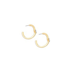 Slickblue Women's Hoop Earrings, Baguette Rhinestone Detail, Push Back Closure, Party Look, Gold, 1.5" - 1 of 4