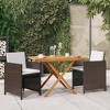 vidaXL Garden Dining Set Brown Solid acacia wood Medium Removable Covers - Brown - 2 of 4
