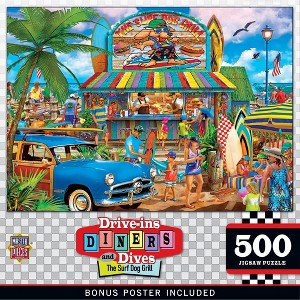 MasterPieces 500 Piece Jigsaw Puzzle - The Surf Dog Grill - Drive-Ins Diners Dives 15"x21" - 1 of 4