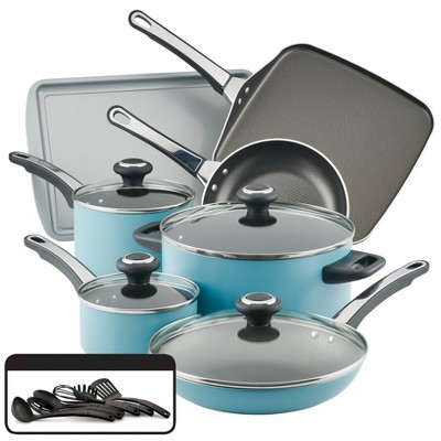 Farberware High Performance 17pc Aluminum Nonstick Cookware Set with Prestige Tools Black