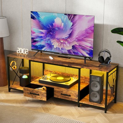 JVNOXK  TV Stand with LED Lights Power Outlets - TV Stand with Fabric Drawers for 65 70 75 Inches TV -Can also be used in multiple scenes