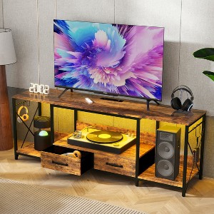 JVNOXK  TV Stand with LED Lights Power Outlets - TV Stand with Fabric Drawers for 65 70 75 Inches TV -Can also be used in multiple scenes - 1 of 4
