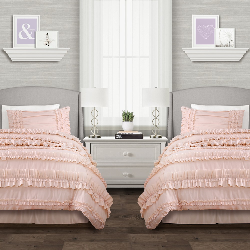 Photos - Duvet Full/Queen 4pc Belle Comforter Set Blush - Lush Décor