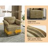 360-degree Swivel Square Fabric Accent Chair with Gold Metal Legs - 3 of 4