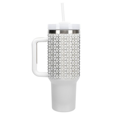 Elanze Designs Modern Diamond Geometric Pattern 40 oz. Stainless Steel, Large Water Bottle Coffee Mug, Spill & Leak Resistant, Thermal Travel Tumbler