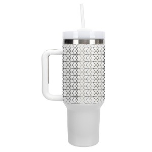 Elanze Designs Modern Diamond Geometric Pattern 40 oz. Stainless Steel, Large Water Bottle Coffee Mug, Spill & Leak Resistant, Thermal Travel Tumbler - 1 of 1