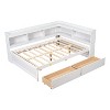 Dolonm Full Bed with L-shaped Bookcases, Drawers ,White - 2 of 4